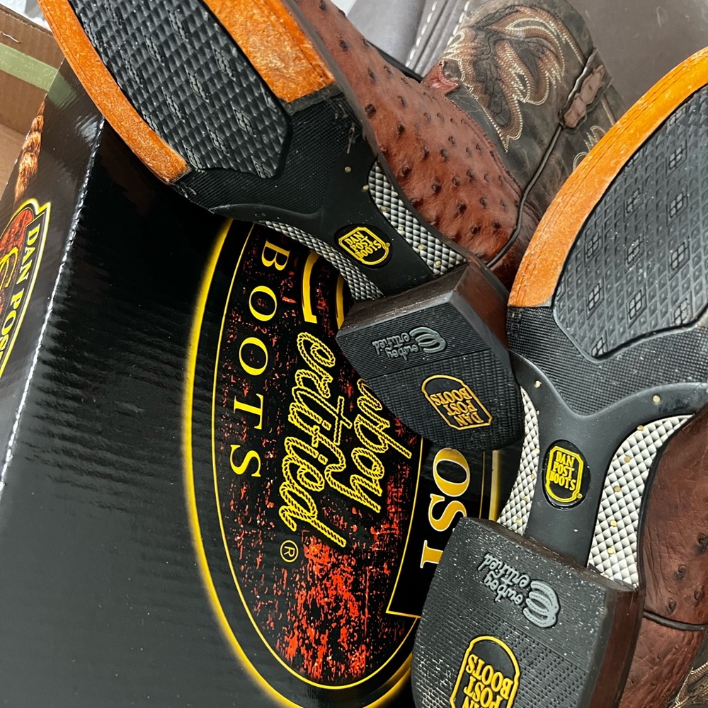 ***SOLD~~~~~>NWT Dan Post Dillinger Full Quill Ostrich Square Toe Cowboy Boots - Picture 7 of 15